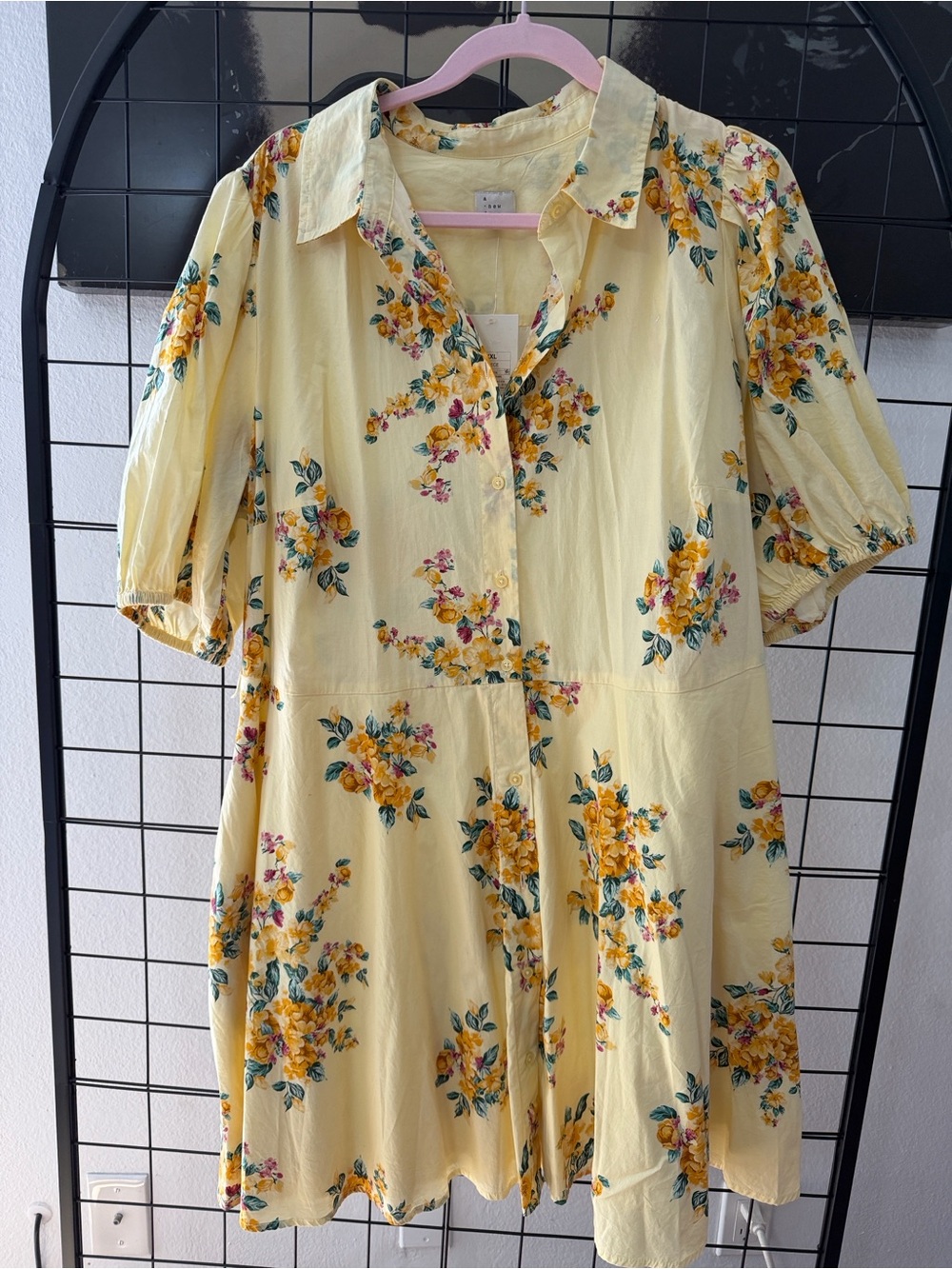 a new day Yellow Floral Button-Front Mini Dress